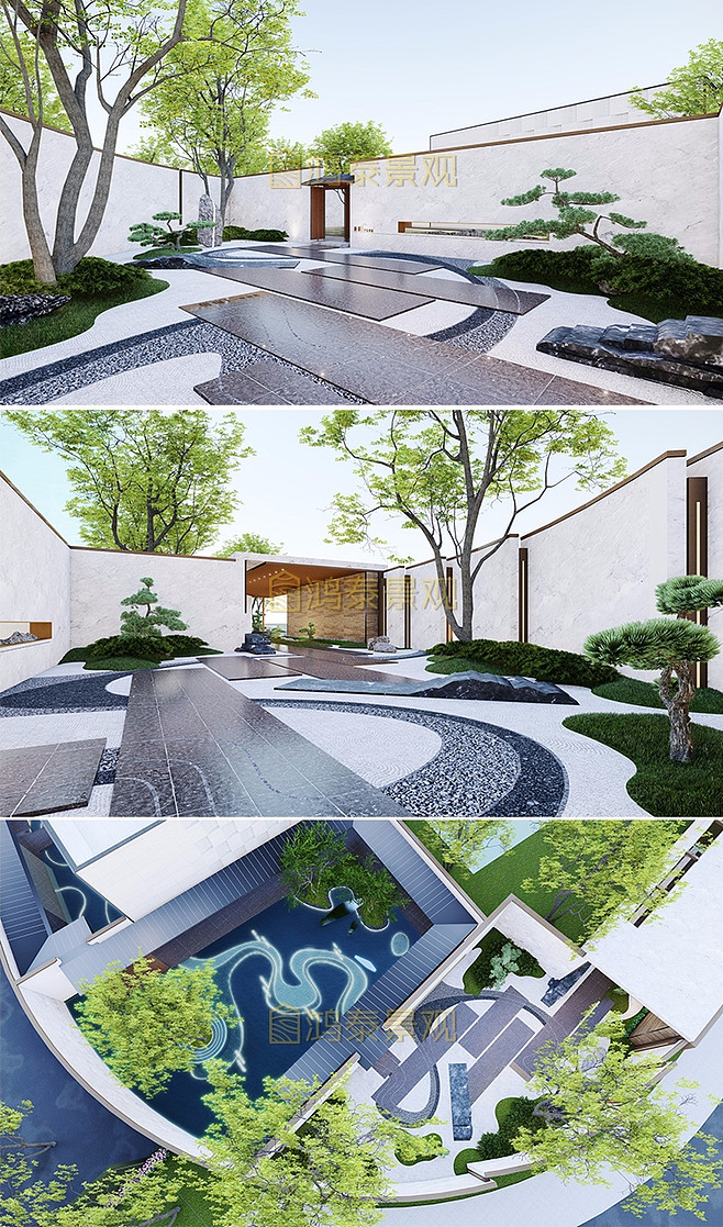 新中式示范区景观设计SU模型售楼部景观lumion8场景参数特效果图